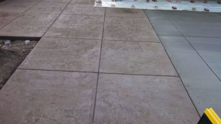 Part of a stamped concrete driveway that was installed in Sacramento, California