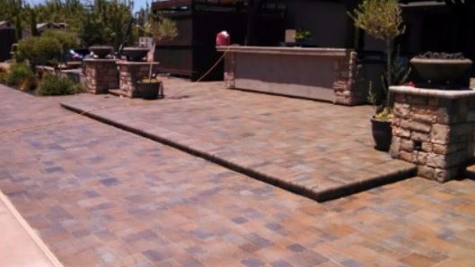 a picture of a backyard stone pavers remodel in Sacramento, CA